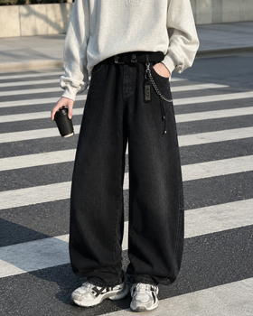 Джинсы LNYB для мальчика подростка широкие baggy skater,Черный 170
