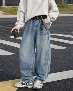 Джинсы LNYB для мальчика подростка широкие baggy skater,Синий 158
