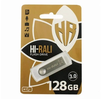 USB Flash Hi-Rali Shuttle, 128 Гб., Срібний - 349744
