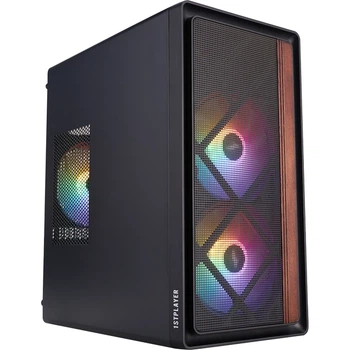 Корпус 1stPlayer WD1-BK-3F1 Black с 3 RGB вентиляторами