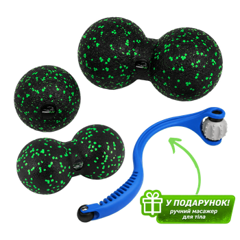 Набор массажных мячиков PowerPlay 4007 EPP Massage Ball Черно-Зеленые 3 шт (PP_4007_Bl/Green)