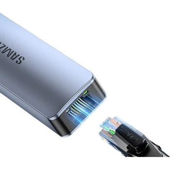 Док-станція розширення порту SAMZHE Type-C на Gigabit Ethernet, чотиривхідний розгалужувач, мережевий кабель RJ45 для ноутбуків Apple, Huawei, Xiaomi, адаптер, док-станція розширення HWK08