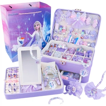 Игрушечная шкатулка для украшений Disney Эльза, принцесса Эльза, для девочек 6-12 лет, подарок на Новый год или день рождения, аксессуары для волос Эльзы из мультфильма «Холодное сердце 10».
