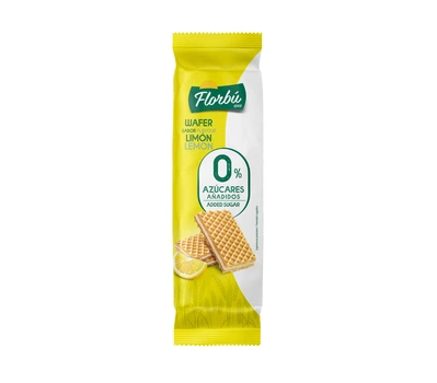Вафлі світлі Без цукру Florbu Wafer sabor flavour Lemon 0% sugar Флорбу Лимонний крем 150г
