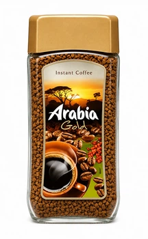 Кава розчинна Arabia Gold Instant Coffee Арабія сублімована в Гранулах Бленд арабіки та робусти Склобаночка 200г