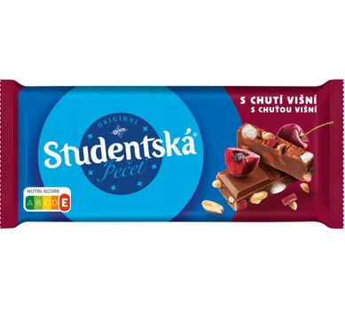 Шоколад Orion Studentska z Chuti Visni Cherry Оріон Студентска молочний із арахісом та Вишнею Плитка 170г