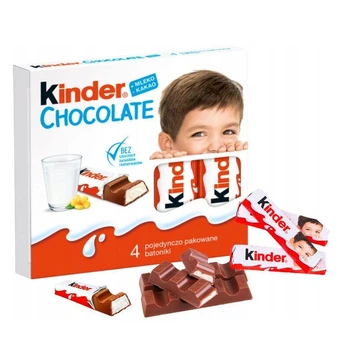 Шоколадні батончики Kinder T4 Chocolate Кіндер Т4 з молочним Какао кремом 4шт 50г