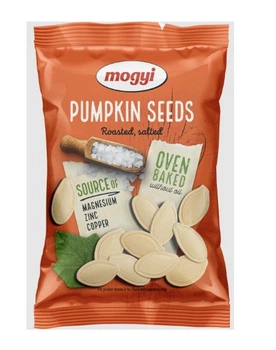 Насіння Гарбуза Біле Mogyi Pumpkin Seeds Roasted Salted Модьі з сіллю Смажене без масла вакуум Пакет 50г