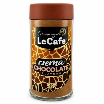 Кава розчинна LeCafe Crema Chocolate Flavour Coffee Лекафе Крема смак Шоколаду Гранули Склобанка 75г