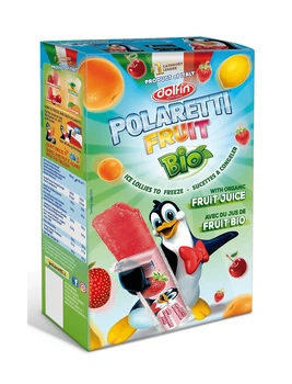 Морозиво льодяники Фруктове Dolfin Polaretti Fruit bio Ice Lollies Fruit Juice Долфін палички для Замороження 4смаки 10шт 400мл