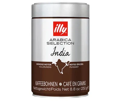 Кава зернова Illy Arabica Selection India Spicy notes Bold Coffebeans Іллі Арабіка Індія Пряні ноти метал Банка 250г