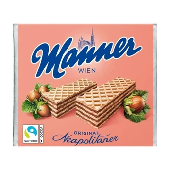 Вафлі сендвіч Шоколадні Manner Wien Original Neapolitaner Маннер ВІденьські Класичні з шоколадно горіховим Кремом 4шт 75г