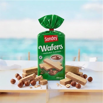 Вафлі вершкові Sondey Wafers Chocolate Hazelnut Flavours Сондей з шоколадним кремом та лісовими горіхами 10шт 800г