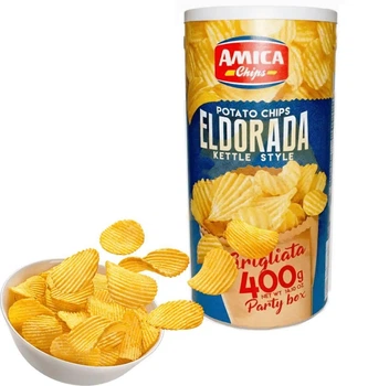 Чіпси картопляні Кітл-стайл Рифлені Amica Eldorada Kettle Style Grigliata Potato Chips Party Box Аміка смак Гриль Паті бокс 400г