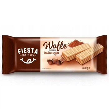 Вафлі шоколадні Fiesta Fun&Joy Wafles z kremem o smaku Kakaowym Фіеста світлі з какао-шоколадною начинкою 400г