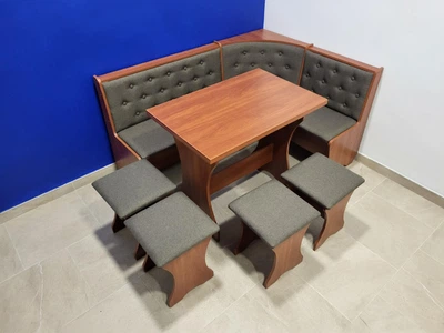 Кухонный уголок Семейный со столом и 4 табуретками 113,5х153,5 см Яблоня/Дорандо (KSTTTT-Y-D)