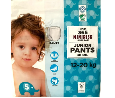 Підгузки-трусики Coop 365 Minirisk 5 12-20 кг 30 шт (7340191114128)