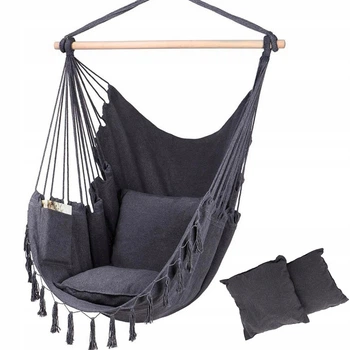 Подвесное кресло, бразильский гамак Hanert BOHO Black