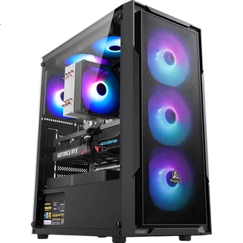 Корпус для настольного компьютера Segotep Wide Axe 6 Pro Black (лоток для материнской платы ATX / боковая панель из стекла / решетка охлаждения из железной сетки / корпус для игрового ПК для дома и офиса)