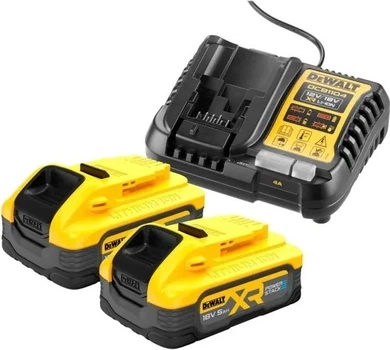 Стартовий набір DeWalt 18V POWERSTACK 2 акумулятори 5 Аг та зарядний пристрій (DCB1104H2-QW)