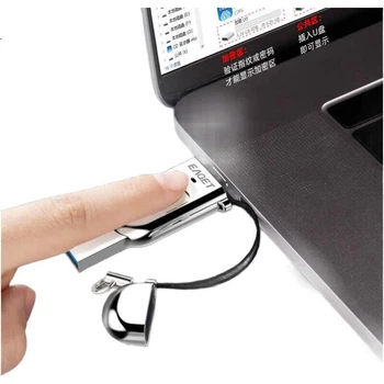 USB-накопичувач EAGET 64 ГБ типу C USB 3.0 із зашифрованим відбитком пальця, USB-накопичувач FU68 із двома інтерфейсами, сумісний із комп'ютером, захист конфіденційності, високошвидкісний офісний флеш-накопичувач