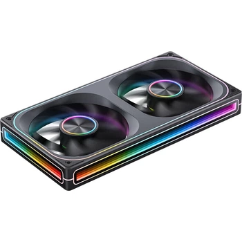 Вентиляторы для корпуса JONSBO ZA-240B ARGB Version Black 12CM*2 (четырехсторонняя зеркальная конструкция, двойной блок, алюминиевый логотип, разъемы PWM «папа» и «мама»)