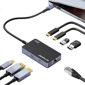 Хаб ULT-unite Type-C - Gigabit Ethernet 8-в-1, три дисплеї, HDMI/DP