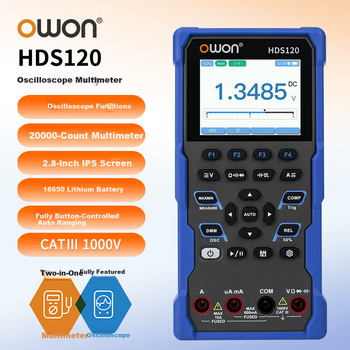 Многофункциональный осциллограф-мультиметр Owon Lilliput HDS120, 4,5-разрядный, с автоматическим измерением истинного среднеквадратичного значения, литиевая батарея, 20000 отсчетов.