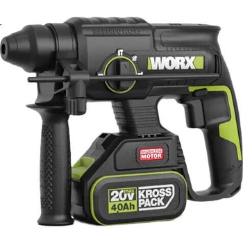 Аккумуляторная бесщеточная ударная дрель WORX 20 В WE381.1 (4,0 Ач, один аккумулятор), литий-ионный электрический инструмент для сверления бетона.