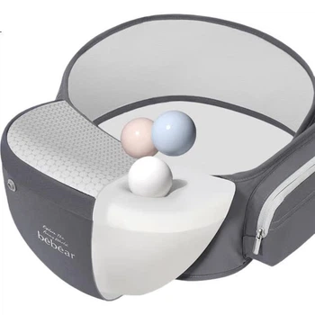 Bébéar All-Season Portable Lightweight Mom's Baby Carrier Waist Stool C26 Cloud Version - Amber Gray