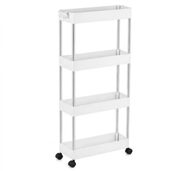 Этажерка напольная RIAS XYX-2020A на колесах 4 яруса 80×39×12.5 см White (3_08254)