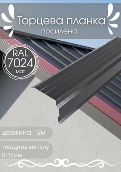 Торцевая планка усиленная SIMBUD KREP для крыши RAL7024 мат 2м
