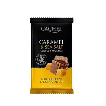 Шоколад Преміум молочний Cachet Milk Chocolate Caramel&Sea salt Кашет з карамеллю та Морською сіллю 300г