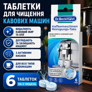 Таблетки для чистки кофейных машин Dr. Beckmann 6 шт кофемашин