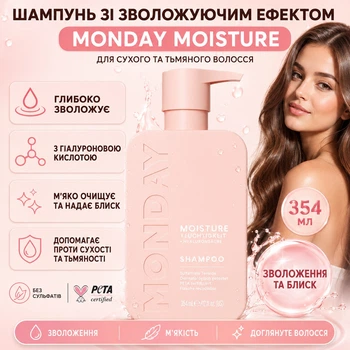 Шампунь MONDAY 354 мл без сульфатов и парабенов MONDAY ШАМПУНЬ Moisture зволоження 354ml