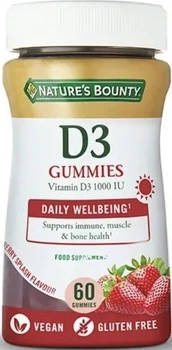 Дієтична добавка Nature's Bounty Вітамін D3 1000 МО 60 желейок (8445290591265)