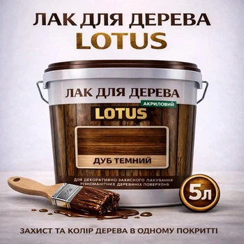 Лак для дерева LOTUS декоративно-защитный глянцевый Дуб темный 5 л