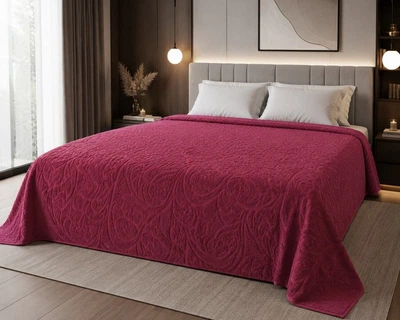 Простынь махровая жаккардовая Parisa Home 200х220 плотность 400 г/м2 бордо