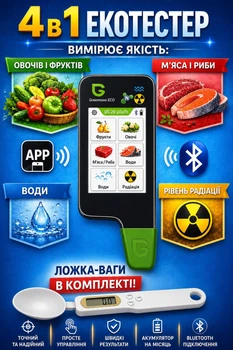 Нітратомір GreenTest Eco 6 Black 3-в-1 нітратомір, акватестер, дозиметр (Bluetooth, екран + App)