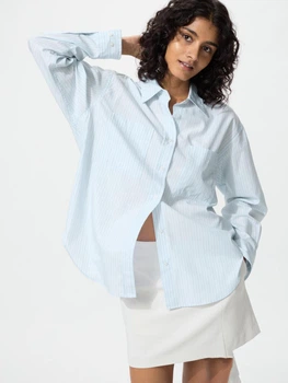 Рубашка хлопковая оверсайз женская Uniqlo 775795091 XL Голубая (1159863194)