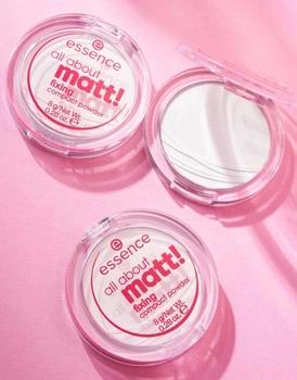 Прозрачная матированная компактная пудра essence Kompakt Puder All About Matt! Fixing, 8 g