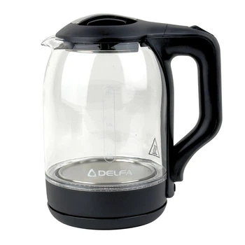 Електрочайник Delfa DK2650X скло 1.8 л чорний