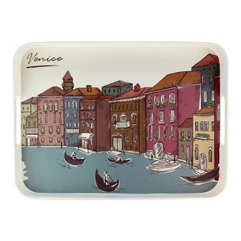 Таця прямокутна з ручками Venice Hygge, 38,7x29x3,7 см, Arino, пластик 15986