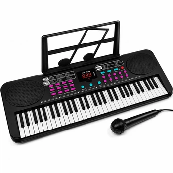 Синтезатор детский 61 клавиша с микрофоном 54 см - электронное пианино для детей, запись мелодий, 100 тембров, Q-618A