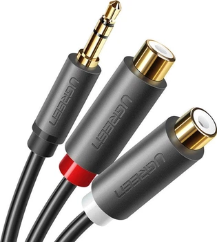 Аудиокабель Ugreen AV109 3.5 мм Male to 2RCA Female Cable 25 см Gray (UGR-10547)