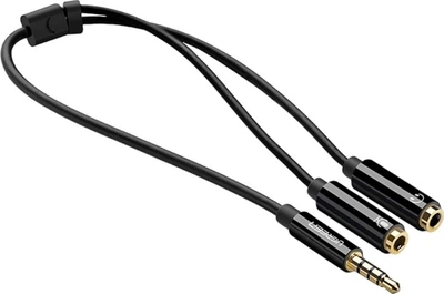 Аудиокабель Ugreen AV141 3.5 мм Male to 2 Female Audio Cable ABS Case Black (UGR-30620)