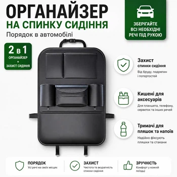 Защитная накидка на спинку сиденья авто органайзер с держателем для планшета Deyric CO4 43×60 см Black