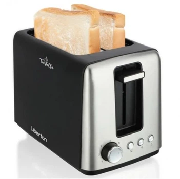 Тостер Liberton let-5703, Black/Inox, 750w, 2 тости, 2 відділення, 7 режимів підсмажування, знімний піддон для крихт