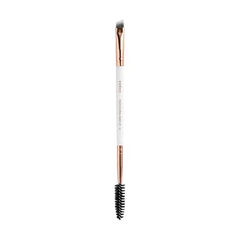 Двусторонняя кисточка для макияжа бровей Topface Eyebrow Brush F18 с синтетическим ворсом и щеточкой Бело-золотой