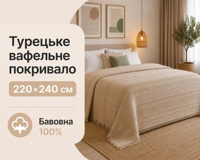 Турецкое вафельное покрывало First Choice Sole 220x240 см Cappuccino
